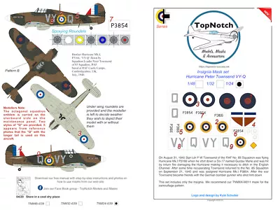 TopNotch Hurricane Peter Townsend - VY-Q Insignia Vinyl Mask Set • £18.25