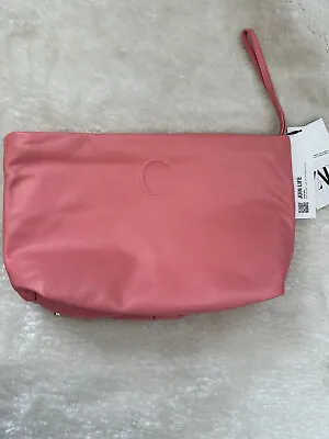 Zara Women’s Leather Pink Clutch Bag Letter C RRP €69.95 • £24.99