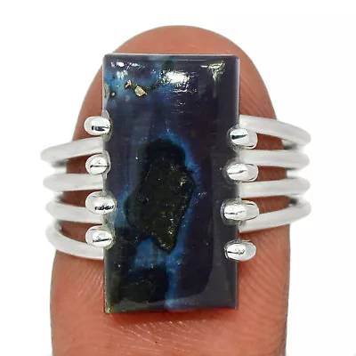 Natural Mystic Merlinite Crystal - Madagascar 925 Silver Ring S.8 CR40348 • $12.99