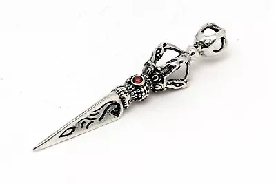 $39 • Buy Tibetan Vaja Dorje Red Dagger Sterling Silver 925 Necklace Pendant Jewelry Charm
