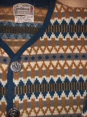 Sears Roebuck Vintage Cardigan Mens Women’s Cardigan Sweater Wool Blend Size M • $37.50