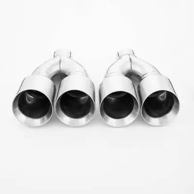 Pair Quad 4.5  Out Exhaust Tips 3  In 304 Stainless Steel Dual Wall Angle Cut • $271.97