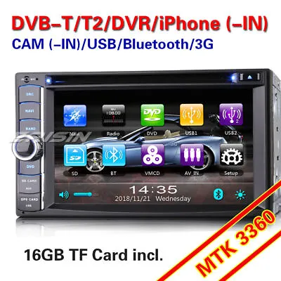 Universal Double Din Car Stereo Radio GPS SatNav Head Unit BT SWC USB 3G RDS DVD • £104.45