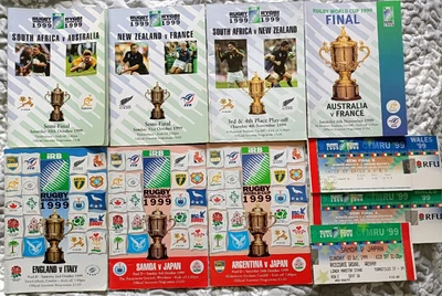 £9.99 • Buy 1999 Rugby World Cup Programmes (7) Plus Tickets, Semi Final & Final