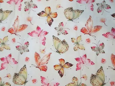 Butterfly Butterflies Realistic Monarch Colors Stunning Cream Cotton Fabric FQ  • $3.85