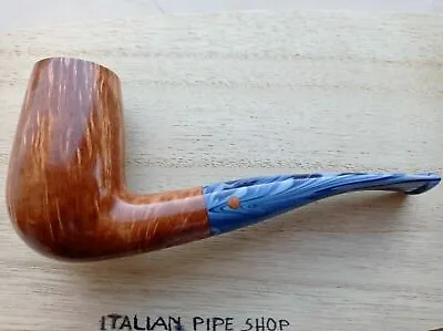 Pipe Moretti Bent Chimney Handmade Briar Pipe Stem No Filter Blue 19 Oz.19 New • $300