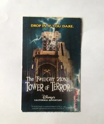 Disney Land The Twilight Zone Tower Of Terror Ticket Stub 9-4-2004 • $18.99