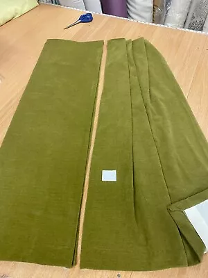 Ready Made BN Static Caravan Curtains Olive Green Chenille 28  Wide X 44  Drop  • £25.99