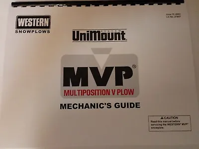 $16.99 • Buy Western UniMount MVP V Plow Snow Plow Mechanic's Guide **Repair Manual **