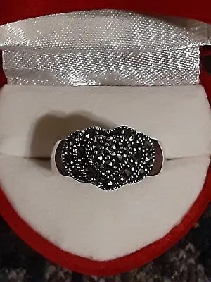 Heart Marcasite Ring .925 Sterling Silver Size 8 • $21.95