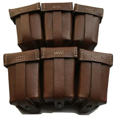 WWI German K98 Triple Ammo Leather Pouch Set Repro-Light Brown • $51.99