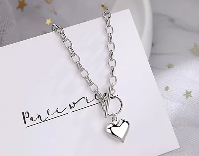 Heart Pendant 925 Sterling Silver Plated Chain Necklace Bracelet Women Jewellery • £3.49