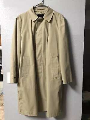 Rainfair Rain Topcoats Tan Khaki Mens Glenoit Fur Lined Coat Size 40 Quality EUC • $35.25