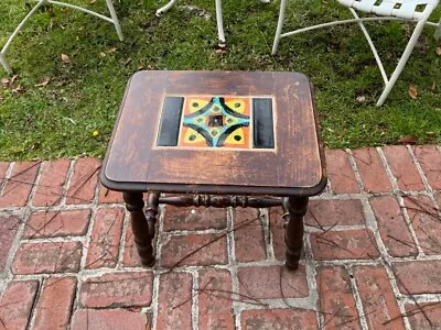 Antique California Mission Oak Arts & Crafts Tile Top Table Excellent Aged Wood • $375