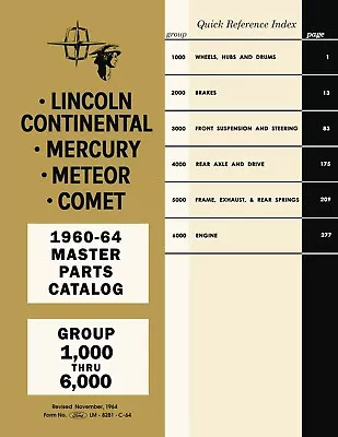 1960 - 1964 Lincoln Mercury Master Parts Catalog • $122.35