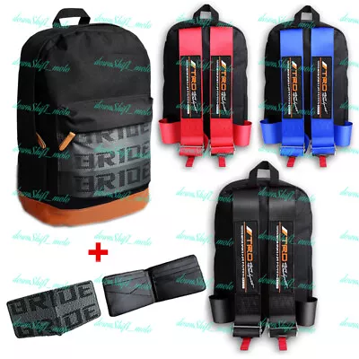 ForTRD Harness Adjustable Shoulder Strap JDM Bride Racing Backpack+Racing Wallet • $39.88