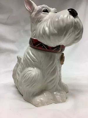 CERAMIC WHITE SCOTTIE DOG BISCUIT TREAT STORAGE JAR CONTAINER POT 29cms HIGH • £4.95