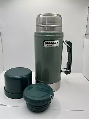 Vintage Green Stanley Thermos Bottle Three Piece Insulated Vacuum 24 Ounce • $24.95