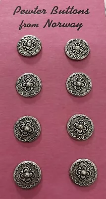 Vintage Pewter Buttons! Made In Norway. NOS Flower 🌸 In Middle. • $19.50