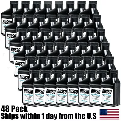 Case 48 Bottles Russo Synthetic Blend 2 Cycle Oil 6.4 Oz 50:1 Mix 2.5 Gallon • $131.99