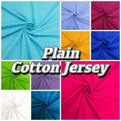 £10.70 • Buy COTTON JERSEY FABRIC Plain Stretch Knit  Oeko Tex Dress Fabric -Approx 200GSM
