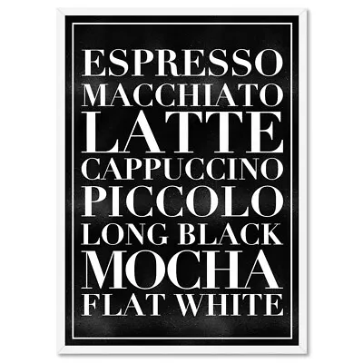 The Coffee List. Typography Wall Art Print Kitchen. Cafe Espresso Latte | TYP-13 • $22.95