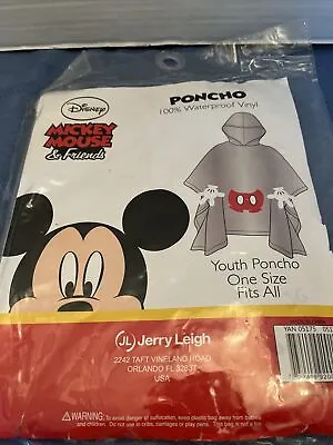 New Disney Mickey Mouse 100% Waterproof Youth Poncho Jerry Leigh One Size All • $12