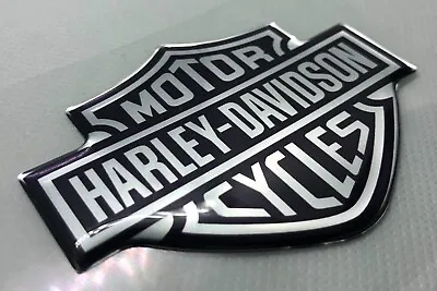 1 Pcs.of Harley Davidson Logo Badge 3D Domed Stickers. Silver Black 82x62 Mm • $19.14