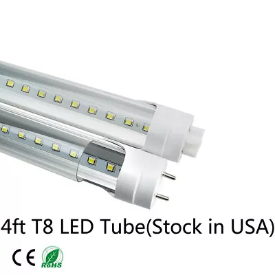 4ft T8 LED Tube Bulbs 6000K 18w Clear Cover Double Ended Power Bypass Ballast • $473