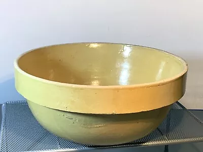 Antique Large Buckeye Pottery Macomb Ill Yelloware Stoneware 10 3/8  Bowl (11e) • $90.99