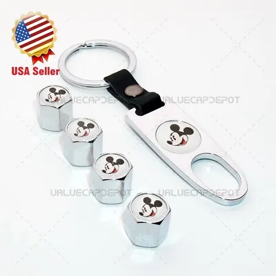 Car Sport Wheel Tire Valve Dust Stems Air Caps Keychain Mickey Logo 3 • $24.90