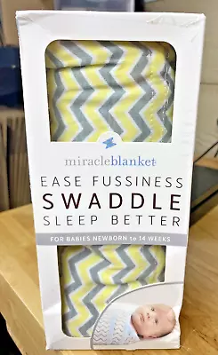 Miracle Blanket Yellow Gray Chevron Swaddle-NEW • $19.99