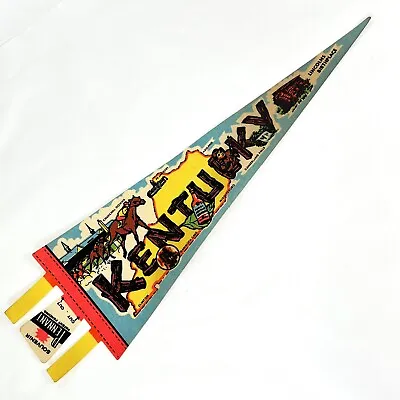 Vintage NOS Kentucky Felt PENNANT - Horse Racing Bourbon Frankfort • $14.65