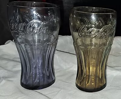 Lot Of 3 Vintage Coca-Cola Coke Glasses Libbey Purple & Brown -Clear McDonald's  • $15