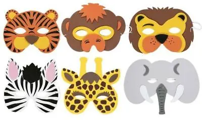 £2.99 • Buy 6 EVA Foam Jungle Animal Masks - Pinata Toy Loot/Party Bag Fillers Children/Kids