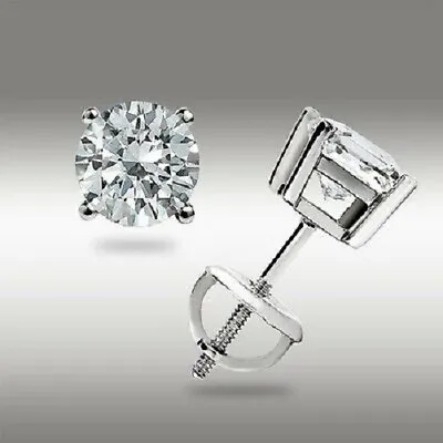 .50 Ct Round Stud Earrings GRA Moissanite 14K White Gold Screw Back Pierced Gift • $57.78