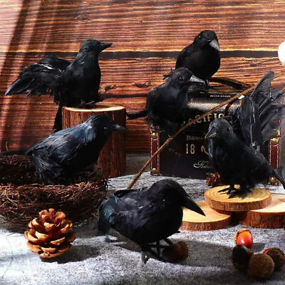 3/6PCS Halloween Hunting Decor Birds Black Lifesize Raven Movie Prop Fake Crow  • £8.99