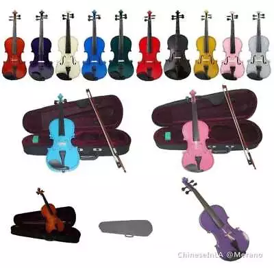 New Student ViolinCaseBowStringsBridgeRosin~4/4 3/4 1/2 1/4 1/8 1/10 1/16 • $119.99