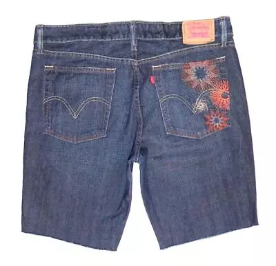 * LEVI'S * Women's Vintage 518 Denim Shorts 34 W Size 14/16 Low Rise Embroidered • £17.45