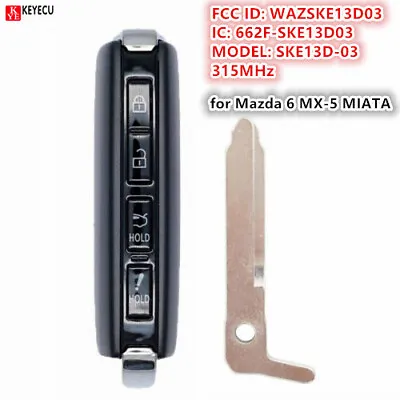 For Mazda 6 2019 2020 MX-5 MIATA 2021 Keyless Smart Remote Key Fob WAZSKE13D03 • $43.15