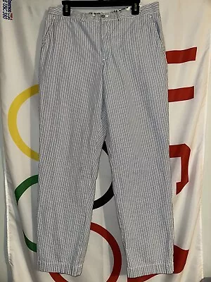 Polo Ralph Lauren Seersucker Pants Mens 34x32 Blue Striped Cotton Straight • $19.97