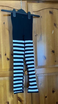 £2.99 • Buy Womens Black/White Striped Reversible Footless Tights S/M NWOT