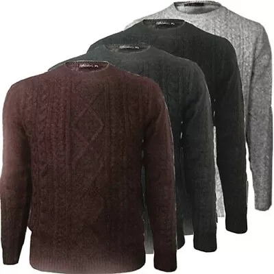 Mens Ex ZARA Cable Chunky Knit Jumper Wool Mix  Sweater  Soft Pullover Size • £14.99