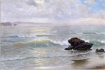 Seascape Sun Rays Sea Accent Tile Mural Bathroom Wall Backsplash Marble Ceramic • $139.04