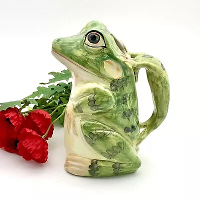 Majolica Frog Pitcher With Salamander Relief Handle Ceramica Del Cardello Italy • $298