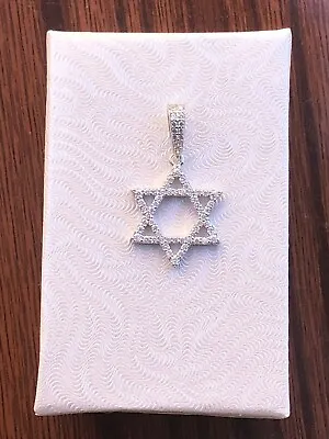 Silver Cz Star Of David Pendant 925 Sterling Silver Mens Womens 17mm(0.67 )/28mm • $27.45