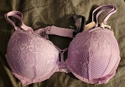 NWT Victoria Secret BOMBSHELL Strapy Fishnet Push-Up Bra LIlac SIZE 34B $59.95 • $32.95