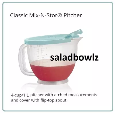 TUPPERWARE New CLASSIC 1 QT MIX-N-STOR PITCHER 4 Cup Small Mixing Store • $15