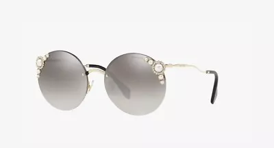 MIU MIU Pearl Embellished Rimless W/Gold Arms ROUND Sunglasses Brand New • $219