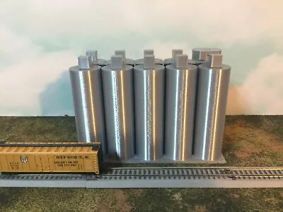 SILVER - Flour Silo SET - N Scale 1:160 EASY 2 Pc Assembly! Your Small Town USA • $47.23